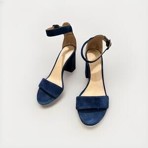 M GEMI LADIES BLUE SUEDE BLOCK HEEL ANKLE STRAPS SIZE IT36.5/US6.5 ITALY VGC!